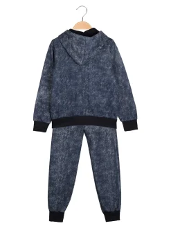 Mg Fashion Studio Completo tuta 3 pezzi da ragazzo con cappuccio e zip - blu