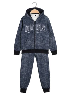 Mg Fashion Studio Completo tuta 3 pezzi da ragazzo con cappuccio e zip - blu