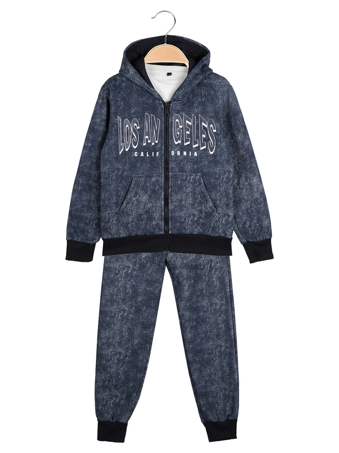 Mg Fashion Studio Completo tuta 3 pezzi da ragazzo con cappuccio e zip - blu