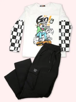 Mg Fashion Studio Pantaloni da ragazzo cargo con interno in pile - nero