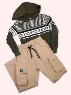 Mg Fashion Studio Pantaloni da ragazzo cargo con interno in pile - khaki