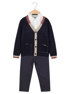 Milk Pub Completo 3 pezzi da bambino con gilet e camicia - blu scuro