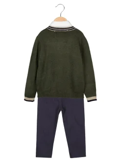 Milk Pub Completo 3 pezzi da bambino con gilet e camicia - verde