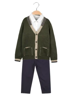 Milk Pub Completo 3 pezzi da bambino con gilet e camicia - verde