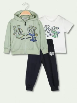 Milk Pub Completo tuta neonato 3 pezzi con cappuccio e zip