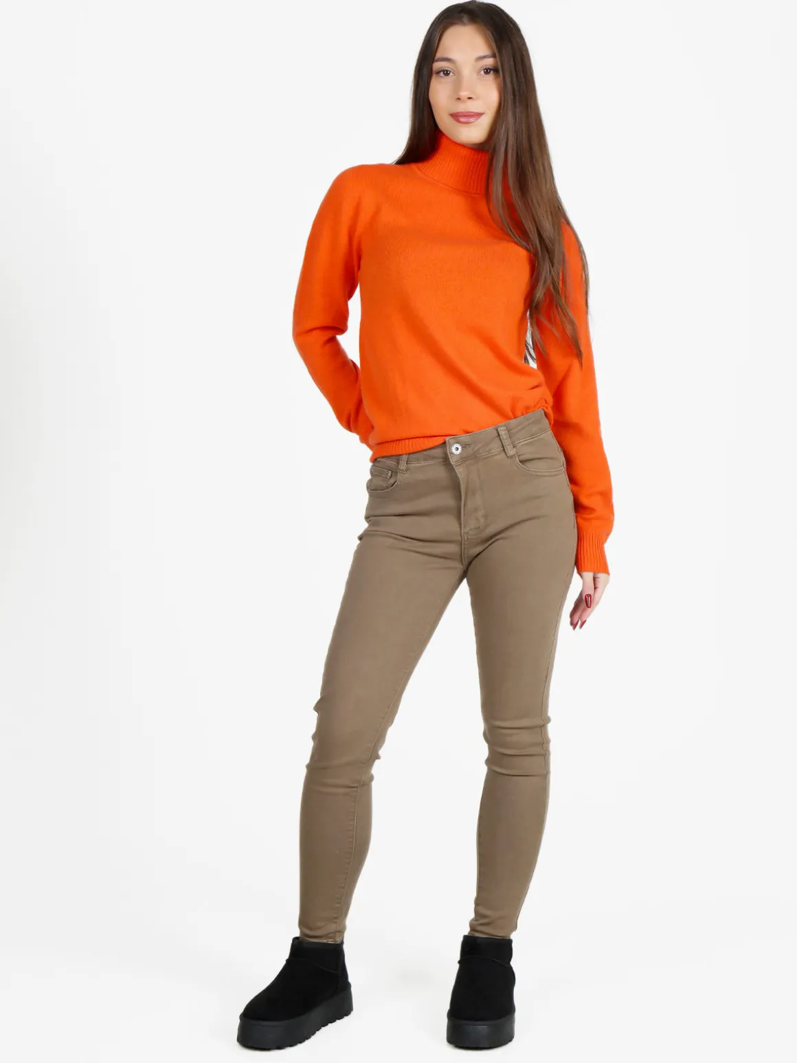 Mimoii Maglione dolcevita da donna in misto lana e cashemere