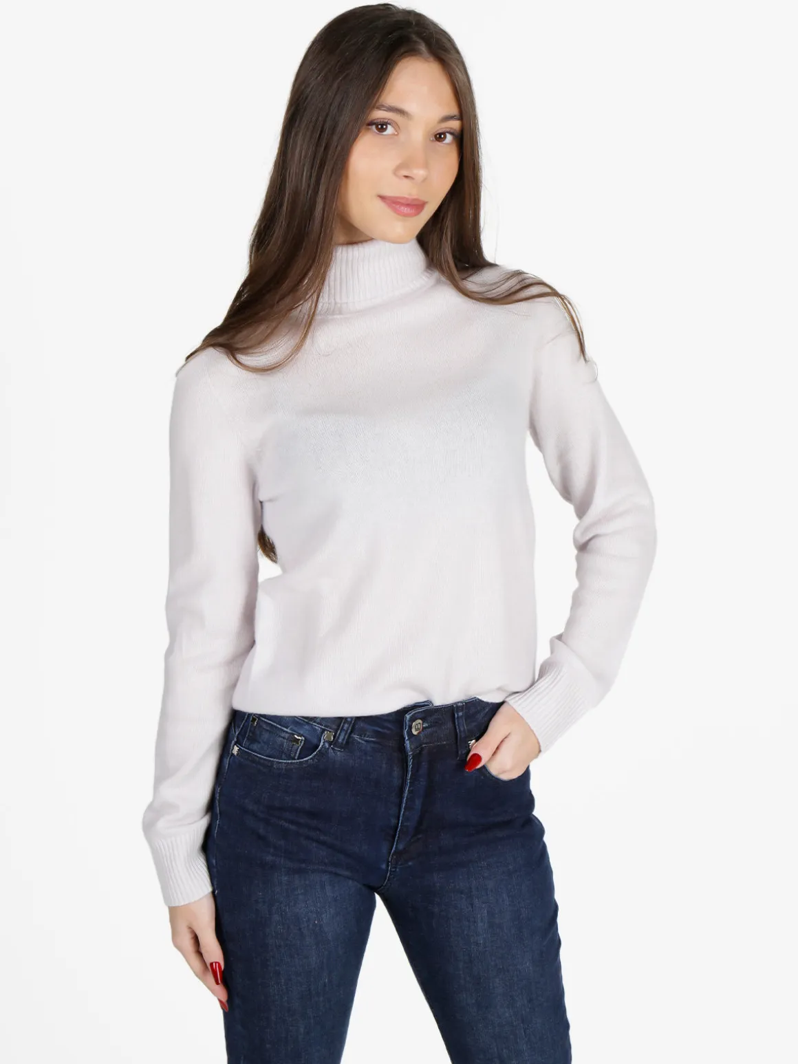 Mimoii Maglione dolcevita da donna in misto lana e cashemere