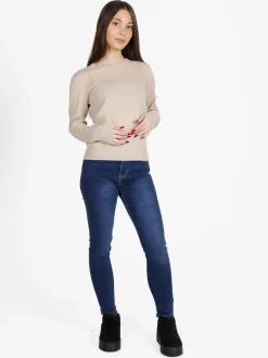 Mimoii Maglione girocollo da donna in misto lana e cashemere