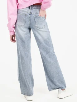Mira°Belle Jeans donna a gamba larga con applicazioni strass