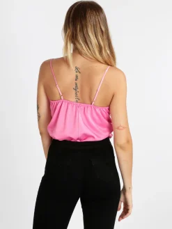 Miranda Top donna effetto raso con pizzo