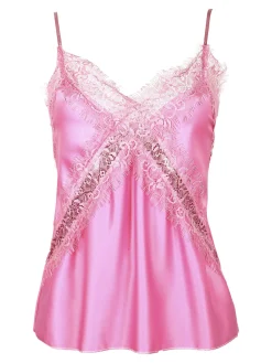 Miranda Top donna effetto raso con pizzo