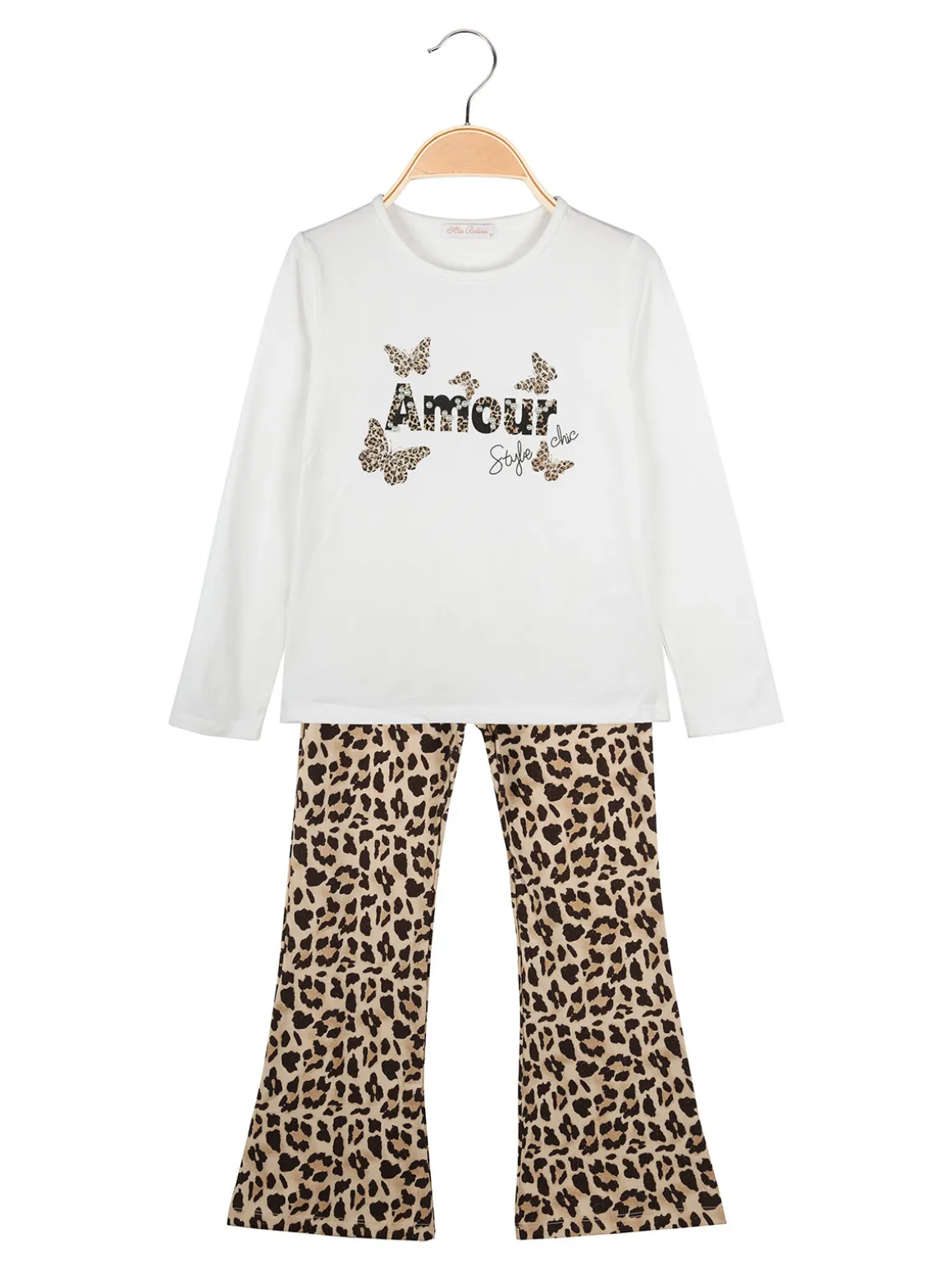 Miss Bellina Completo 2 pezzi da bambina con T-shirt e pantalone - bianco