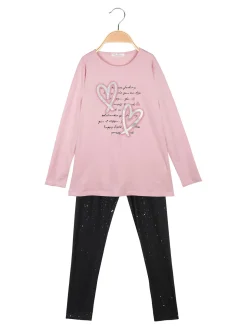 Miss Bellina Completo 2 pezzi da bambina con leggings luccicante