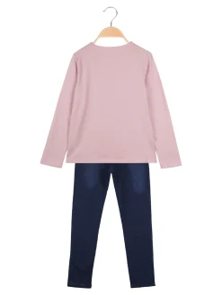 Miss Bellina Completo 2 pezzi da bambina con t-shirt e pantalone - rosa