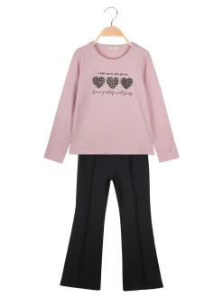 Miss Bellina Completo 2 pezzi da bambina con pantalone luccicante - rosa