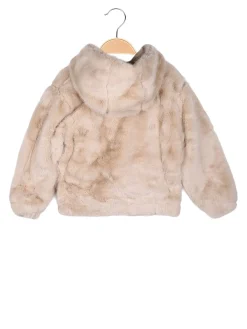 Miss Bellina Giacca da bambina in ecopelliccia con cappuccio - beige