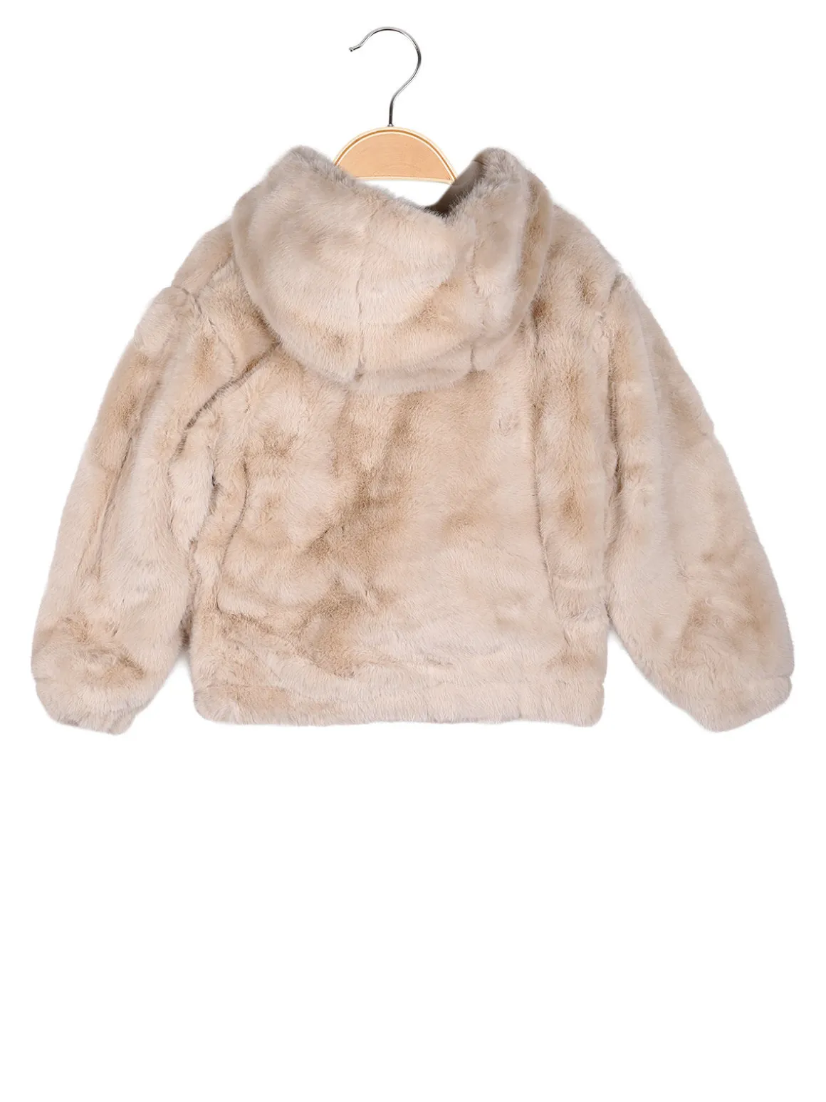 Miss Bellina Giacca da bambina in ecopelliccia con cappuccio - beige