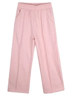 Miss Bellina Pantaloni da bambina a gamba larga con strass - rosa