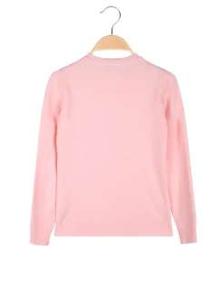Miss Bellina Pullover girocollo da bambina in maglia - rosa