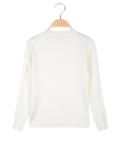 Miss Bellina Pullover girocollo da bambina in maglia - bianco