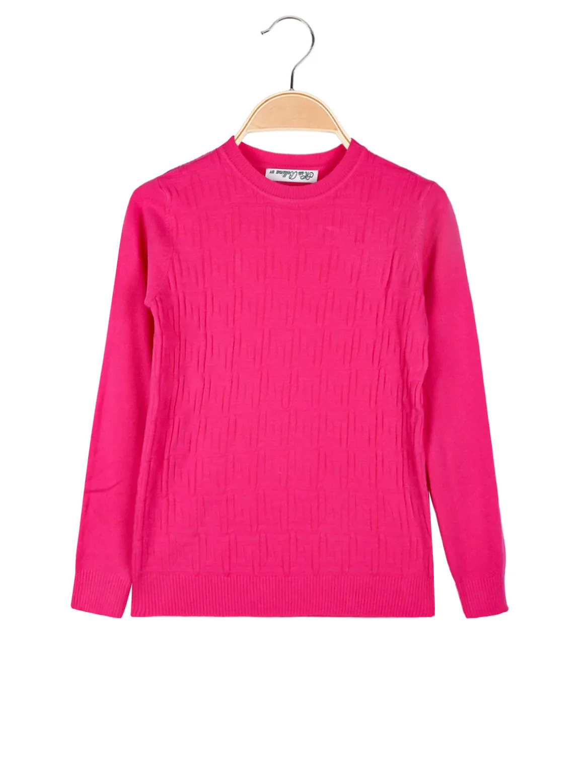 Miss Bellina Pullover girocollo da bambina in maglia - fucsia