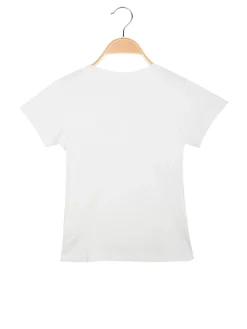 Miss Bellina T-shirt da bambina a costine con strass luccicanti