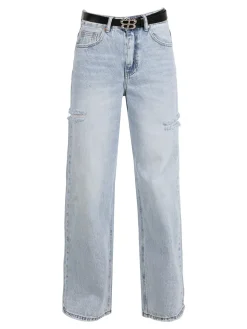 Miss Bonbon Jeans donna a vita alta con strappi laterali