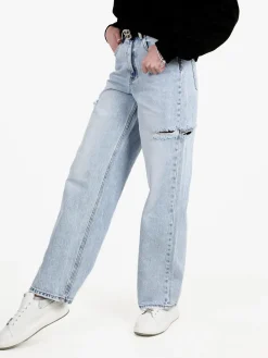 Miss Bonbon Jeans donna a vita alta con strappi laterali