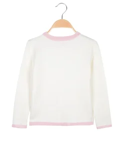 Miss Brum Cardigan da bambina in maglia con bottoni gioiello e taschini