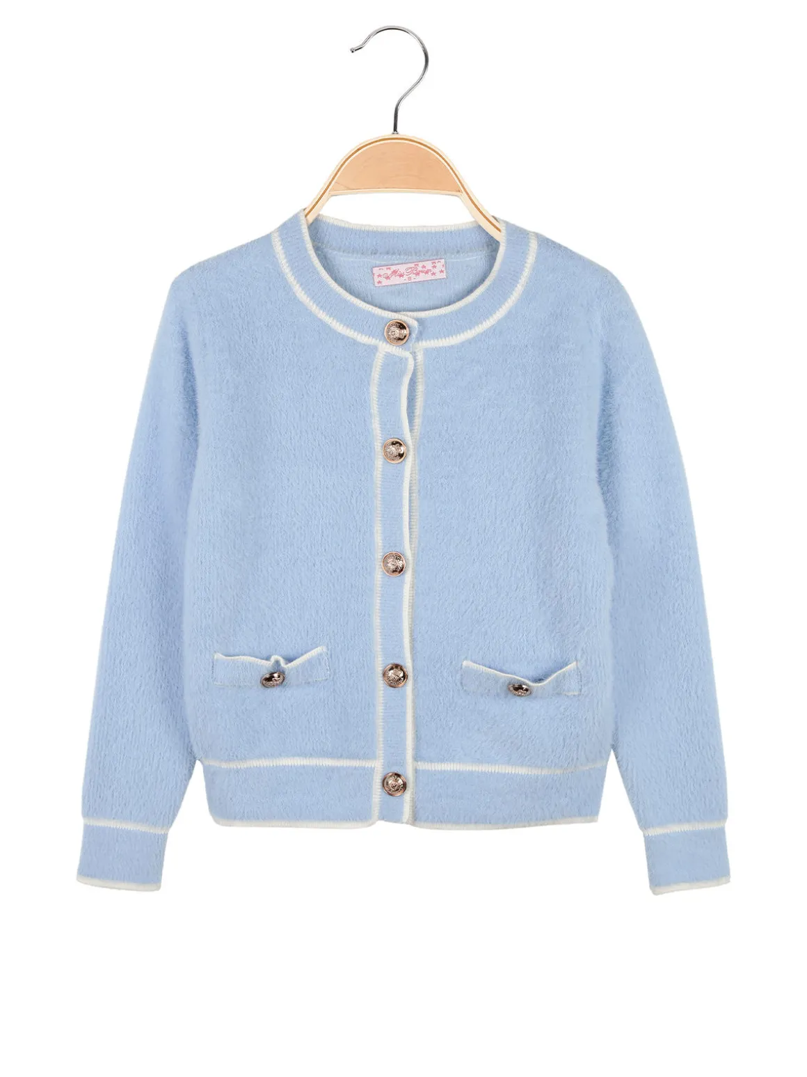 Miss Brum Cardigan da bambina in ecopelo con bottoni
