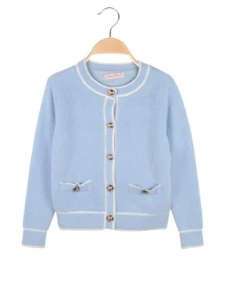 Miss Brum Cardigan da bambina in ecopelo con bottoni