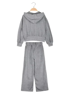 Miss Brum Completo tuta 2 pezzi da bambina con perle e strass - grigio