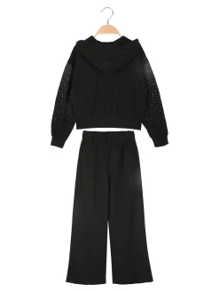 Miss Brum Completo tuta 2 pezzi da bambina con perle e strass - nero