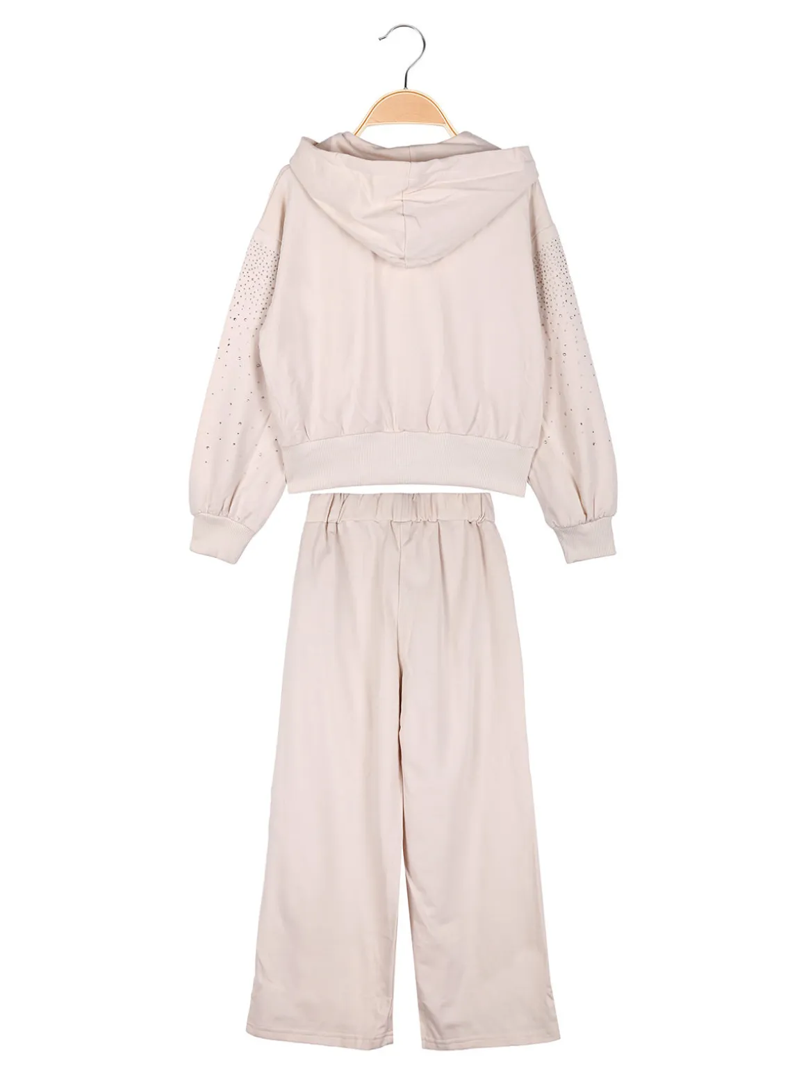 Miss Brum Completo tuta 2 pezzi da bambina con perle e strass - beige