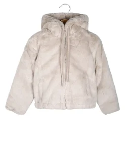 Miss Brum Giacca da bambina con cappuccio in ecopelliccia - beige