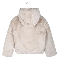 Miss Brum Giacca da bambina con cappuccio in ecopelliccia - beige