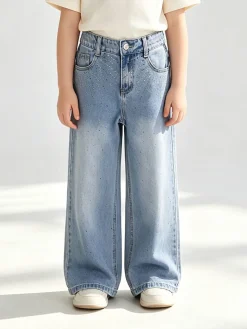 Miss Brum Jeans da bambina a gamba larga con strass - jeans