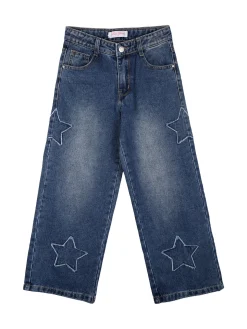 Miss Brum Jeans wide leg da bambina con toppe - jeans