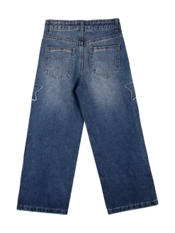 Miss Brum Jeans wide leg da bambina con toppe - jeans