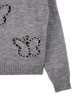 Miss Brum Maglione girocollo da bambina con strass - grigio