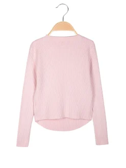 Miss Brum Pullover da bambina in maglia con girocollo di strass
