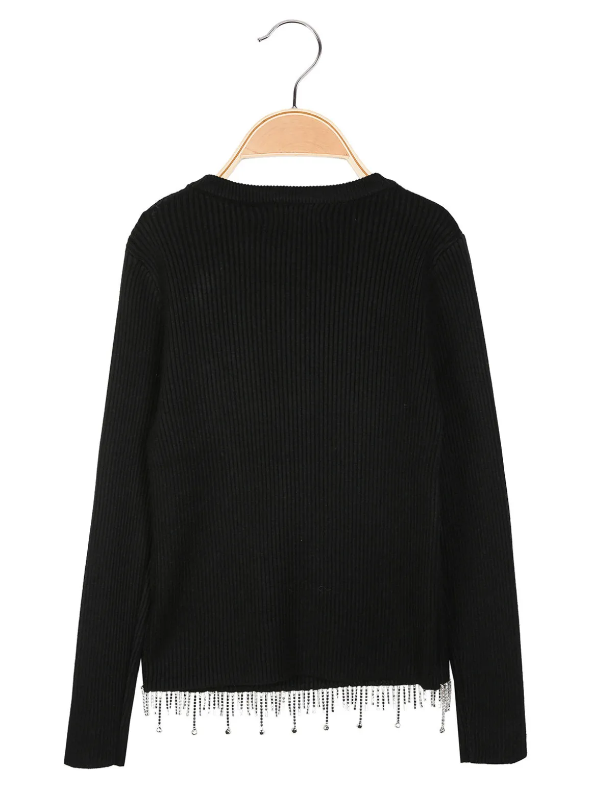 Miss Brum Pullover da bambina in maglia con cascata di strass sul finale