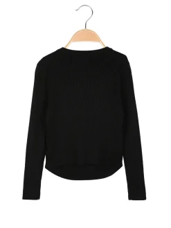 Miss Brum Pullover da bambina in maglia con girocollo di strass