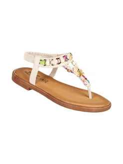 Miss Desiree Infradito donna gioiello con cinturino elastico - panna