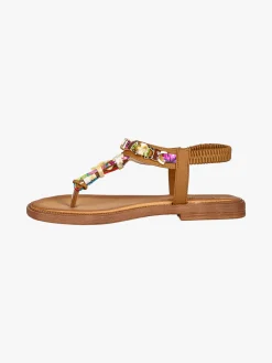 Miss Desiree Infradito donna gioiello con cinturino elastico - cammello