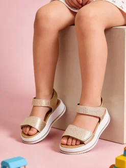 Miss Desiree Sandali da ragazza con platform e cinturini a strappo - platino