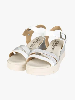 Miss Desiree Sandali donna con zeppa e plateau con fascette brillantinate - argento