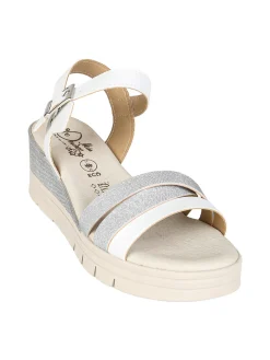 Miss Desiree Sandali donna con zeppa e plateau con fascette brillantinate - argento