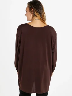 Miss E Co Blusa donna fantasia con spalline imbottite linea curvy - moro