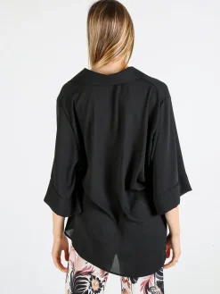 Miss E Co Camicia da donna oversize a maniche corte linea curvy